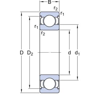 Однорядный шариковый подшипник 6302 2Z/LHT23