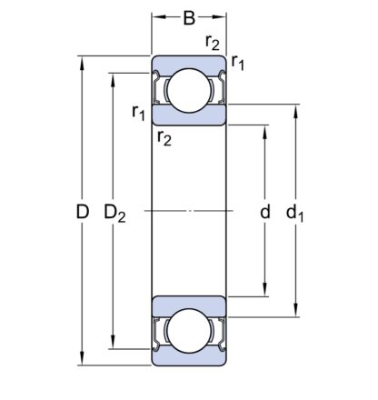 Однорядный шариковый подшипник 6302 2Z/LHT23