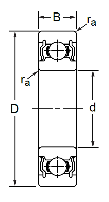 Однорядный шариковый подшипник 180206 Ю SS 6206 2RS