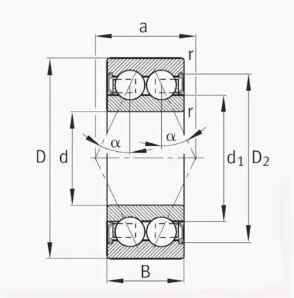 Радиально-упорный двухрядный шариковый подшипник 3056210 2RS 3210 A2RSTN