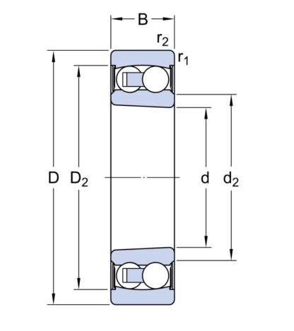 Двухрядный шариковый подшипник 2212-K-2RS-TVH-C3