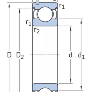 Однорядный шариковый подшипник 6303 DDU NR