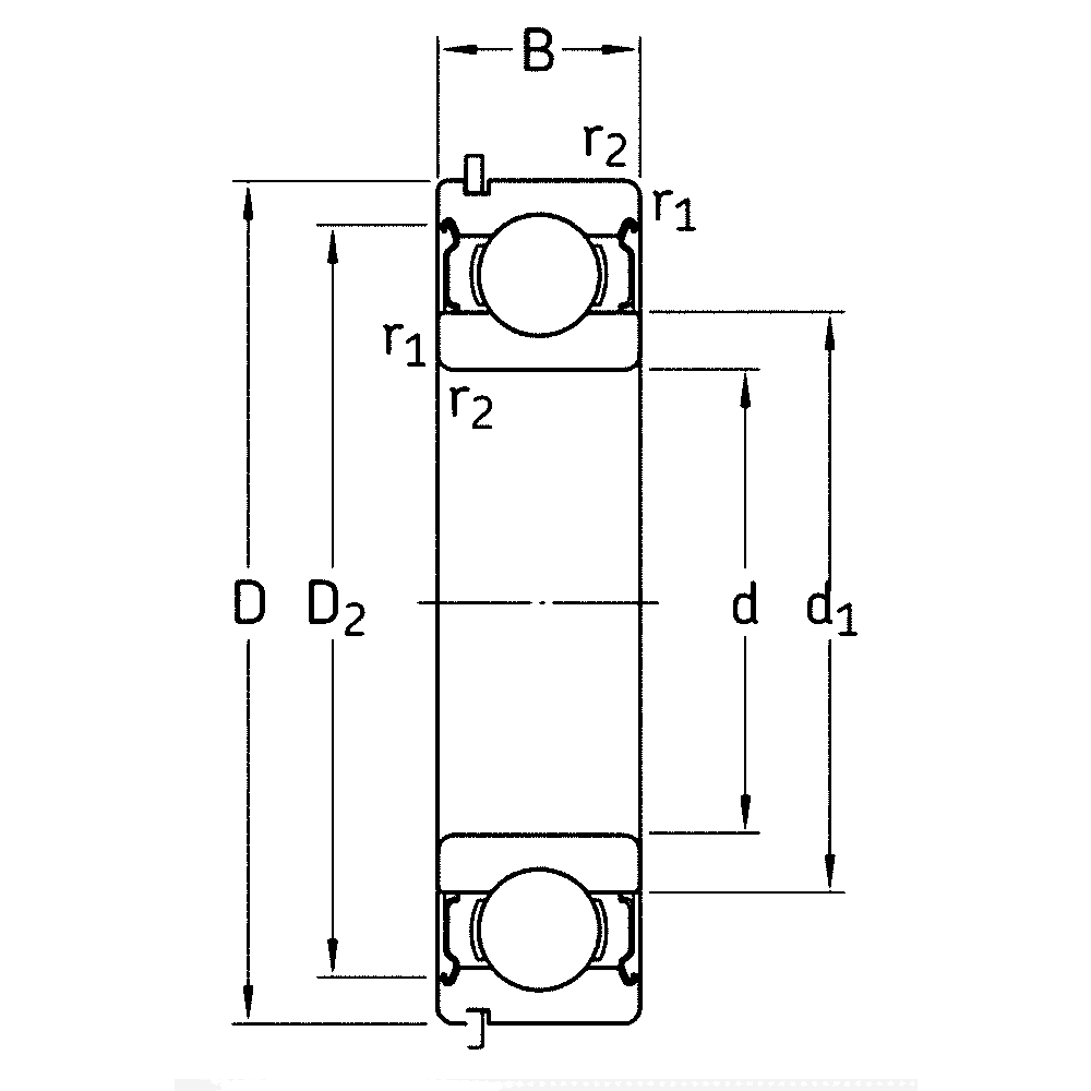 Однорядный шариковый подшипник 6203 DDU NR