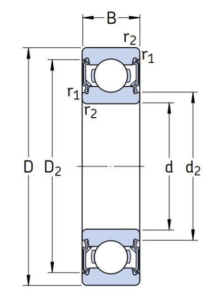 Однорядный шариковый подшипник 6003 2RSH/LHT23