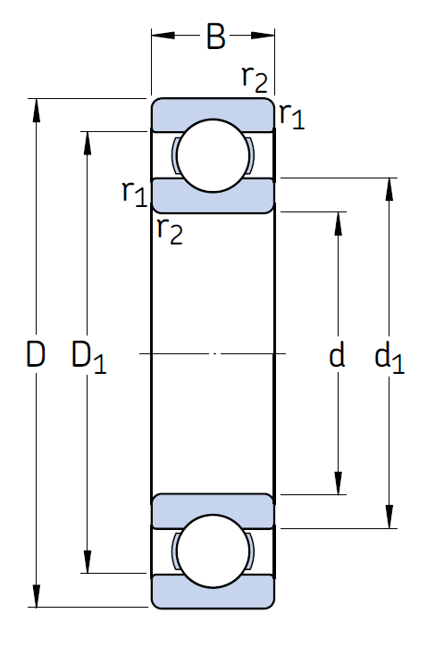 Однорядный шариковый подшипник 6305 ETN9/C3