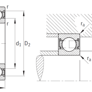 Однорядный шариковый подшипник 63001 A 2RSR C3