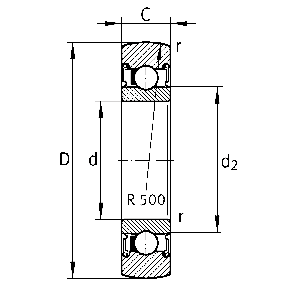 Однорядный шариковый подшипник 61807 2RSR HLC