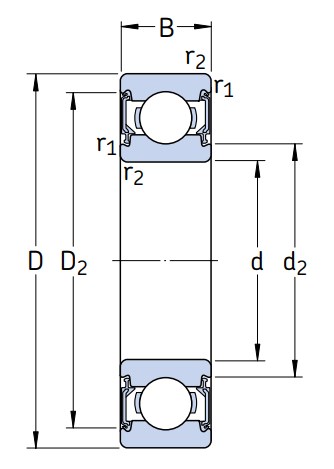 Однорядный шариковый подшипник 6205 2RSL/C3GJN
