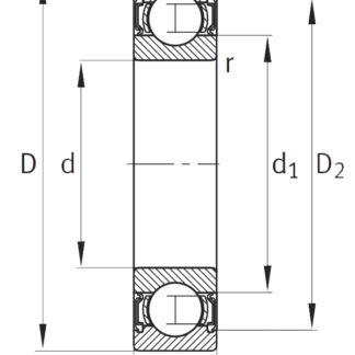 Однорядный шариковый подшипник 62305 A 2RSR C3