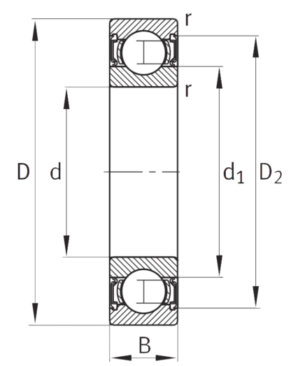 Однорядный шариковый подшипник 62305 A 2RSR C3