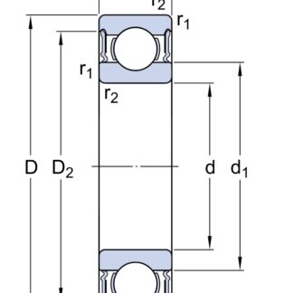 Однорядный шариковый подшипник 61904 2RS1/W64