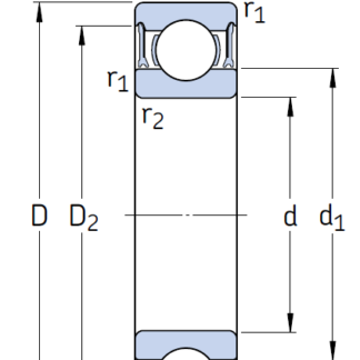 Однорядный шариковый подшипник 6206-2RZ/C3GJN