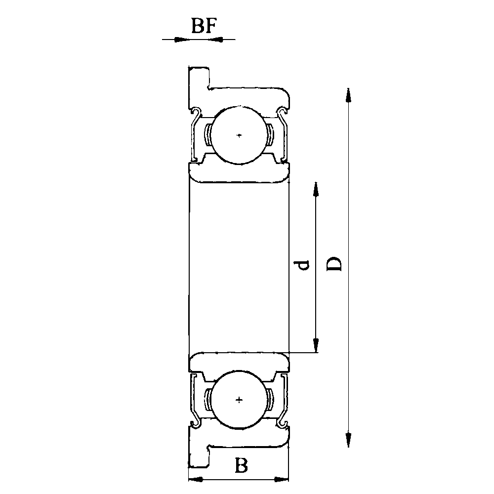 Однорядный шариковый подшипник с фланцем MF 126 ZZ LDI