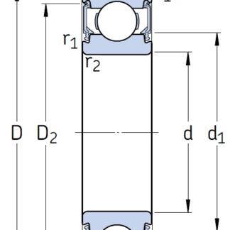 Однорядный шариковый подшипник 6302 2RSH/C3GJN