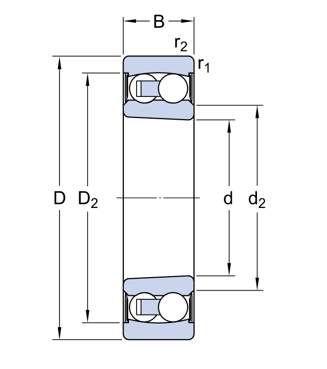 Двухрядный шариковый подшипник 2202 E-2RS1TN9/GFJ