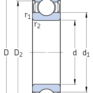Однорядный шариковый подшипник 6207 2Z/C2ELHT23