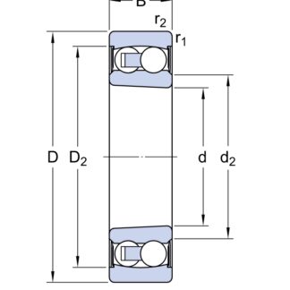 Двухрядный шариковый подшипник 2211-K-2RS-TVH-C3