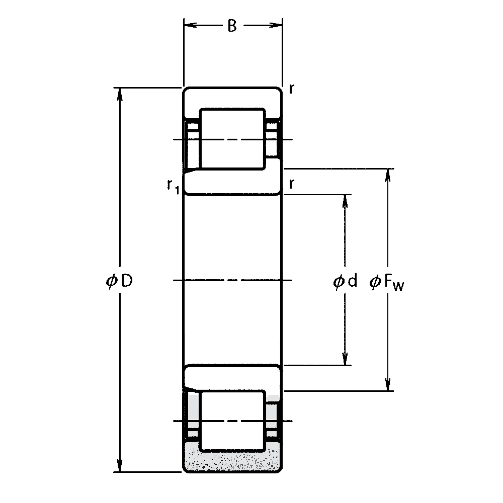 Роликовый цилиндрический подшипник NJ 304 ETVP2 C3