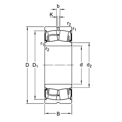 Сферический, радиальный роликовый подшипник BS2-2208-2RS/VT143C
